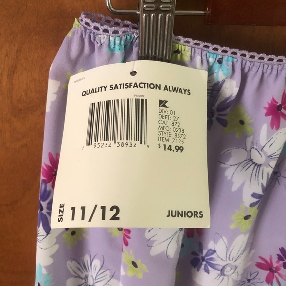 Vintage 90s Y2K jrs.com Purple Floral Slip Skirt NWT Size Juniors 11/12 - Picture 5 of 5